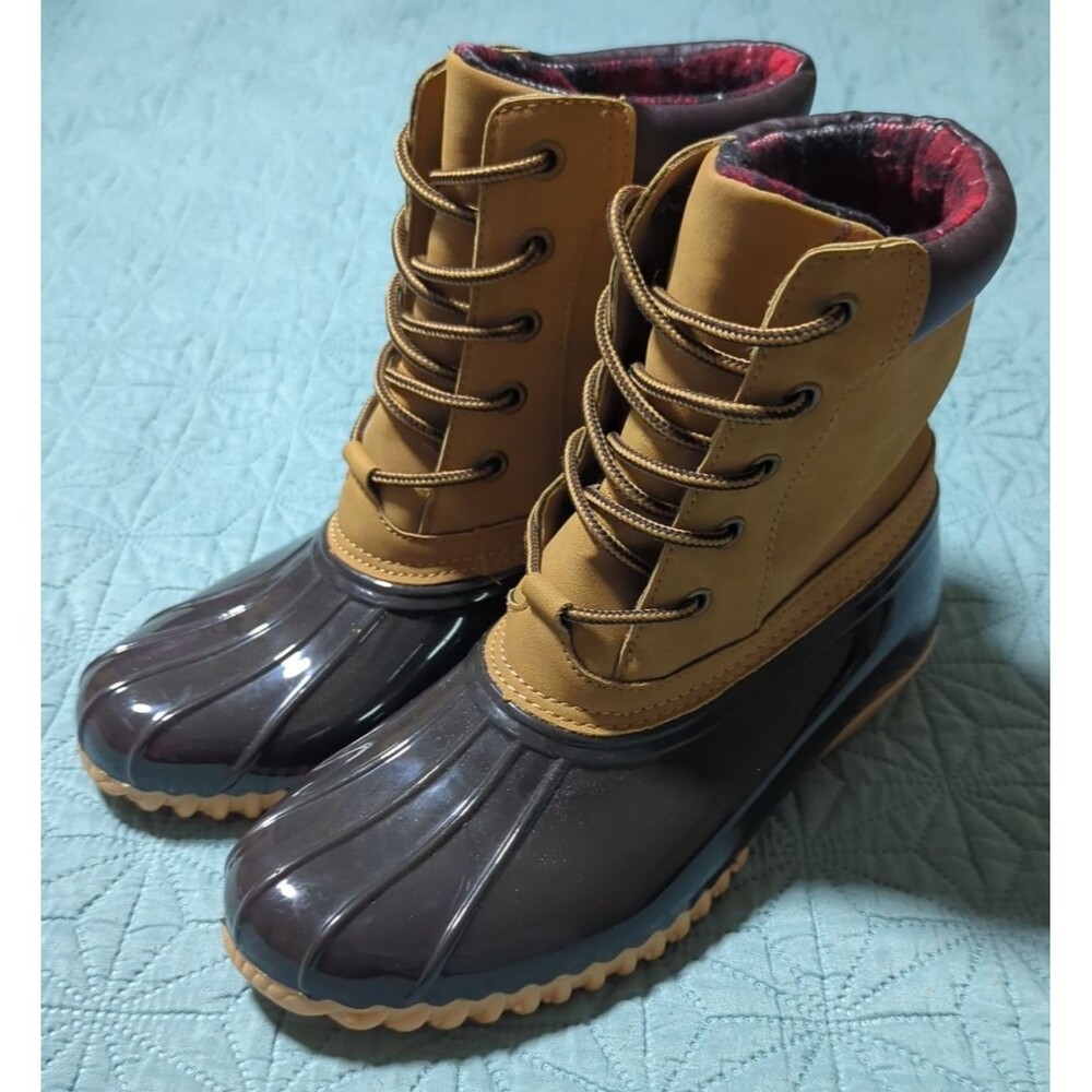 Sporto Women's Mid Calf Original Danielle Duck Boots  Tan & Brown Size US 6 M - Picture 2 of 12